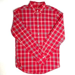 AMERICAN EAGLE Classic Fit Red Plaid Button Down Shirt